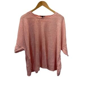 EILEEN FISHER Sweater 100% Organic Linen Grain Pink 2X Classic Boxy Beach Casual